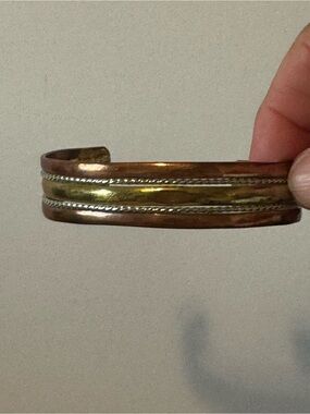 Handcrafted Copper, Brass and Silver Cuff Bracelet - Tri-Tone Metal